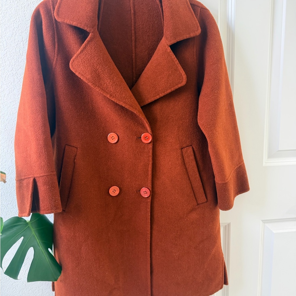 Women's Double-Breasted Orange Coat